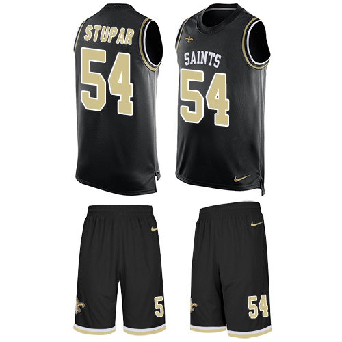 Men's Limited Nate Stupar Nike Jersey Black - #54 Tank Top Suit NFL New Orleans Saints